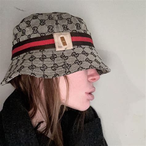 fake gucci visor|authentic Gucci bucket hat.